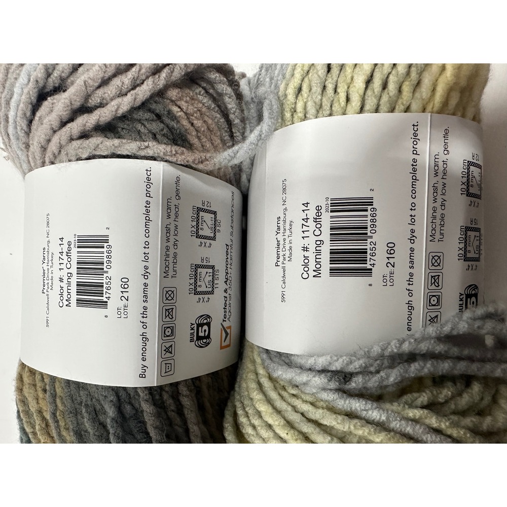 Premier Colorfusion Chunky Yarn Morning Coffee 1174-14‎ 2 Skeins Bulky Acrylic - Picture 2 of 3